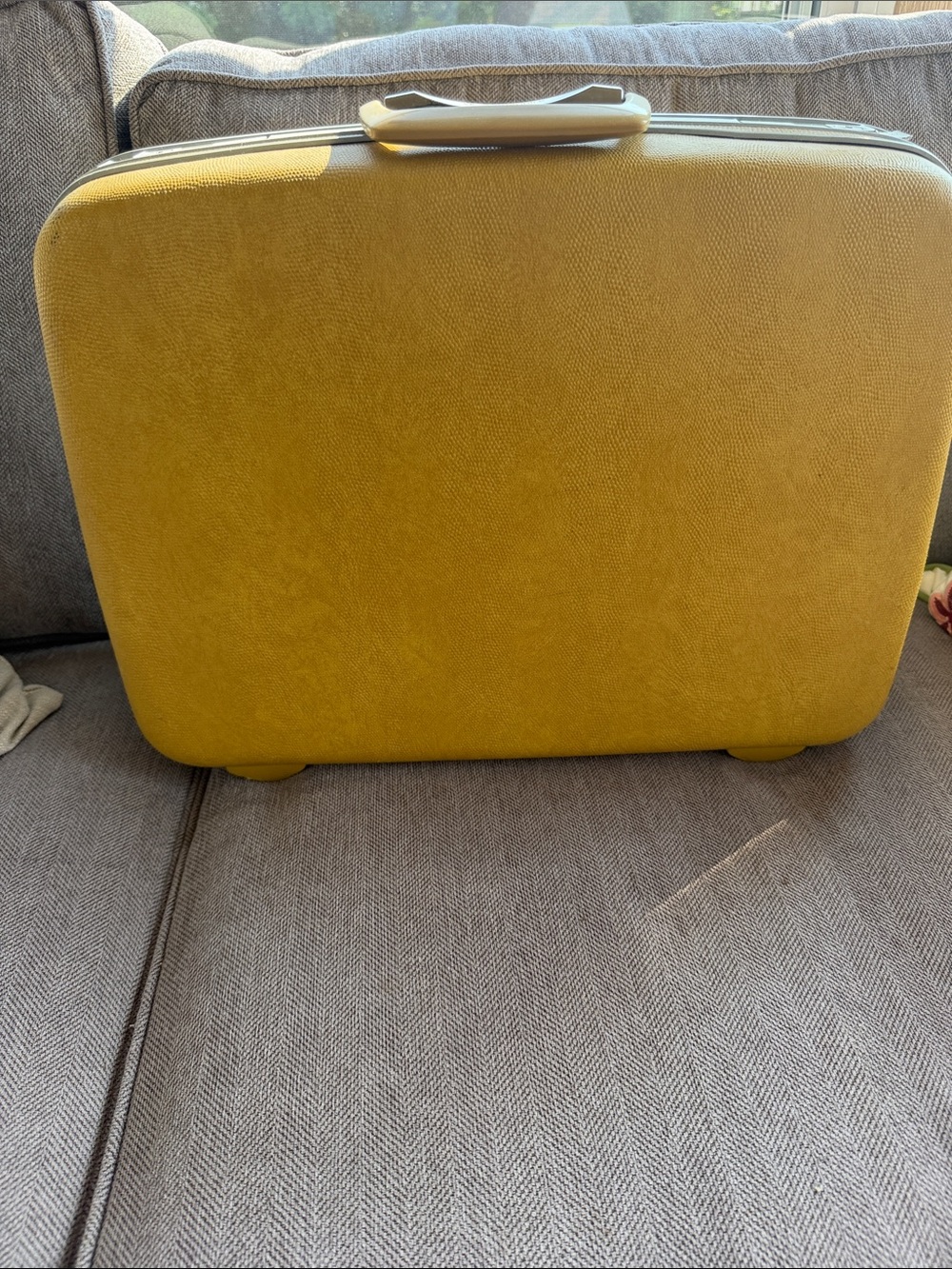 Vintage Samsonite mustard yellow or harvest gold hard-shell suitcase